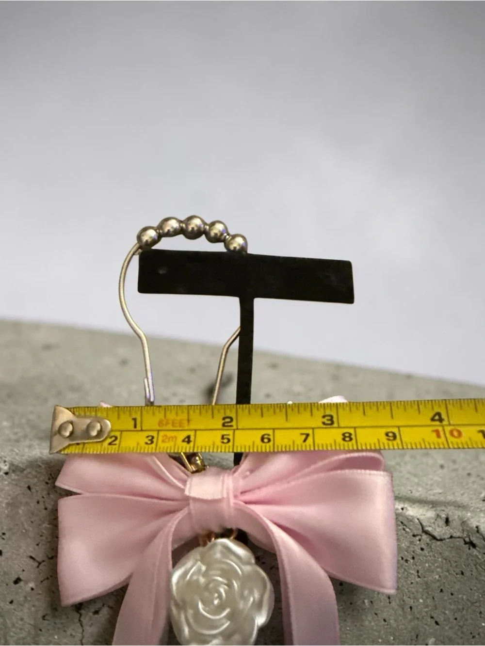 Delicate Pink Bow Shower Curtain Hooks with Silver Metal Hooks
